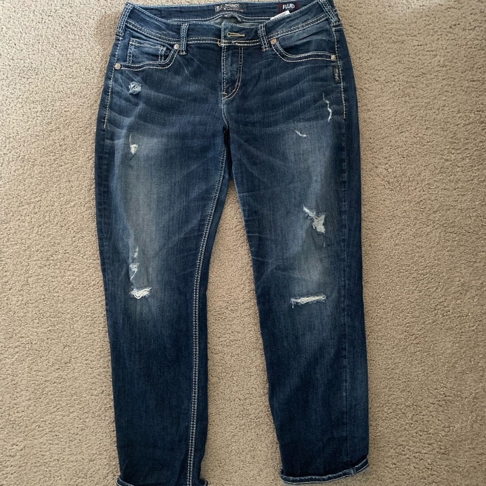 Silver Boyfriend Cropped Jeans